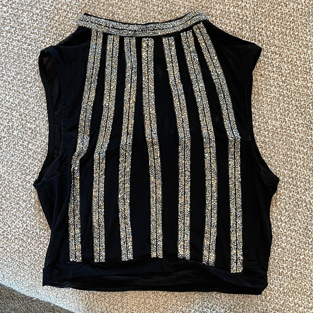 Akira mesh rhinestone crop top